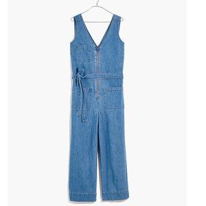 Madewell Denim Sleeveless Zip-Front Jumpsuit